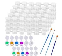 Kiuiom 240PCS Strisce di Vernice Vuote,3/5ML Vasi per Pittura con Coperchi,Barattoli Pittura Contenitori,Mini Barattolo di Vernice,con 30 Penne,per Il Festival di Pittura della Scuola