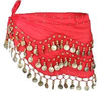 Kiuiom Cintura Danza Ventre, Sciarpa Danza Ventre, Cintura Danza Indiana, Ballo di Pancia Sciarpa Foulard Danza Ventre Belly Dance Hip Scarfs Costume Danza Ventre Gonna Danza Ventre (Rosso)