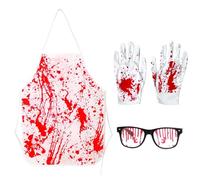 Kiuiom Costume Macellaio Halloween,Costume Da Macellaio Insanguinato,Grembiule Insanguinato Viene Fornito,Grembiule Horror Bloody Novità,Con 1 Paio Di Guanti E 1 Paio Di Occhiali