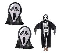 Kiuiom Maschera Scream Per Costume,Cosplay Party Maschera,Maschera In Plastica,Scream Skull Ghost Mask Maschere,Oggetti Di Scena Spaventosi Del Giorno Dei Morti,Taglia Unica Per Adulti,2PC