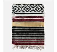 Kiuwxduy Coperta in maglia messicana, manuale, per divano, meditazione, yoga, attività all'aperto, campeggio, picnic, festival, colore rosso