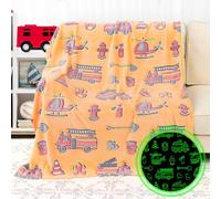 KIVEE Coperta del camion dei pompieri che si illumina al buio per il bambino coperta del ragazzo dei pompieri regali giocattoli per ragazzi figlio compleanno