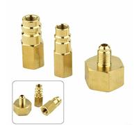 Kivivaka 3PCS R134A Adattatore Set W21.8 a 1/4 SAE Ottone AC Conversione Kit per HP LP Auto Aria Condizionata Riparazione Oro