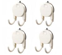 Kivivaka 4 ganci a ventosa per asciugamani da bagno, cucina, grigio e bianco, 10 x 6 x 3,8 cm, materiale ABS, leva di bloccaggio sicura, gancio riutilizzabile per doccia in vetro per porta bianco