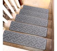 Kivivaka Confezione da 15 gradini autoadesivi antiscivolo sicuri, riutilizzabili, per gradini in legno, tappetini per bambini, animali domestici e anziani, colore grigio (76 x 20 cm, grigio cenere)