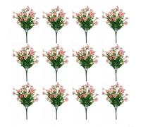 Kivivaka Fiori artificiali realistici resistenti ai raggi UV, confezione da 12 pezzi, per esterni, prato, cortile, veranda, decorazione (rosa)