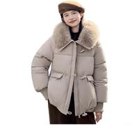 Kivivaka Giacca impermeabile da donna in pile pesante foderato Parka grande collare per capelli risvolto tuta invernale da pane M-2XL