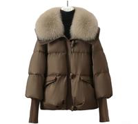 Kivivaka Giacca impermeabile da donna in pile pesante foderato Parka grande collare per capelli risvolto tuta invernale da pane M-2XL