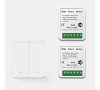 Kivivaka Interruttore intelligente wireless per ecosistema Tuya, telecomando RF433 incluso, controllo vocale e app, design compatto, bianco (B)