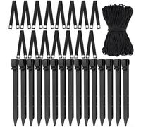Kivivaka Kit completo di paletti per albero con 15 picchetti in plastica, cinghie in nylon e corda da 40 m per fissaggio alberelli e supporto da giardino