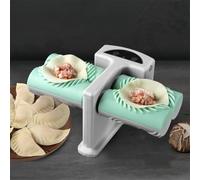 Kivivaka Macchina automatica per ravioli elettrici, doppia testa, ricaricabile tramite USB, in ABS+per gadget da cucina in PP Easy DIY Wrapper, grigio verde