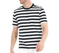 Kivivaka Maglietta da uomo a righe da marinaio estiva allentata O-collo manica corta casual per top tee abbigliamento sportivo taglia M-3XL