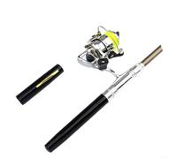Kivivaka Mulinello da pesca ultra compatto a forma di penna, kit per baitcasting estensibile da 1 m, con cuscinetti lisci, per viaggi zaino in spalla all'aperto (1,4 m, nero)