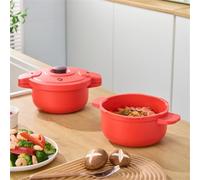 Kivivaka Pentola multifunzione per microonde, per cottura a vapore a pressione rapida, design compatto rosso, 275 cm