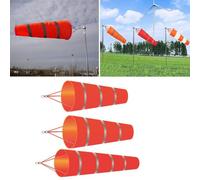 Kivivaka Red Airport Windsock Rip-Stop poliestere con strisce riflettenti | per la misurazione della direzione del vento per l'aviazione all'aperto per marina 60 cm