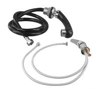 Kivivaka Rubinetto miscelatore cromato estraibile per doccia a mano, tubo in tessuto da 80 cm, 3 connessioni, rubinetto ad alta pressione per barbiere, shampoo, sedia, salone, lavandino, argento, nero