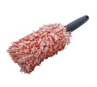 Kivivaka Spazzola per la pulizia dei cerchioni dell'auto, in morbida microfibra, per mozzo a raggi profondi, griglia del motore, strumento di lavaggio (rosso e bianco)
