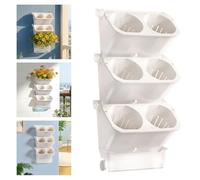 Kivivaka Supporto da parete automatico autoirrigante da appendere per cestini in plastica, balcone, patio, verdure, fiori, salvaspazio, bianco