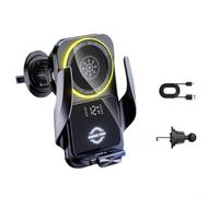 Kivivaka Supporto per telefono da auto di raffreddamento 15W Wireless | Stato di ricarica in tempo reale, monitoraggio della temperatura, design elegante nero argento, compatto 11 x 8,5 cm