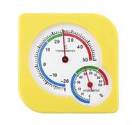 Kivivaka Termometro e igrometro analogico per interni ed esterni, grande, per monitor di temperatura e umidità, con supporto, per casa, giardino, bianco (giallo)