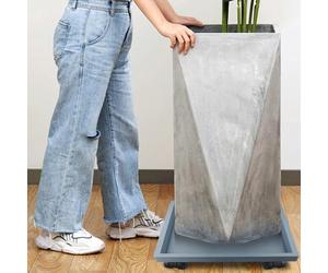 Kivivaka Vassoio quadrato per vasi da fiori con ruote, per piante in plastica resistente, supporto inferiore mobile per grandi piante in vaso, interno grigio 32,5 cm