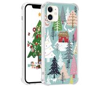 Kivlclri Natale Trasparente Cover per iPhone 11 6,1'', Cellulare PC Durable Custodia per telefono Aesthetic Christmas Colorato Natalizia Albero Motivo Disegno Protezione Antiurto Bumper Ragazze Case