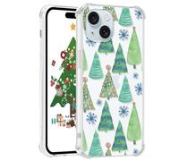 Kivlclri Natale Trasparente Cover per iPhone 15 6,1'', Cellulare PC Durable Custodia per telefono Aesthetic Christmas Natalizia Albero Neve Motivo Disegno Protezione Antiurto Bumper Ragazze Case