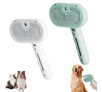 Kivori Pet Grooming Brush Steamer, Pet Spray Hair Removal Comb, All In One Pet Grooming Comb with Water Tank & Release Button, Pets Steam Brush (White+Green)