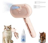 Kivori Pet Grooming Brush Steamer, Spray Comb for Dogs, 3 in 1 Pet Steam Spray Brush, Pet Spray Hair Removal Comb for Shedding & Grooming, Water Brush for Cats Dogs Animals Long Short Haired (Pink)