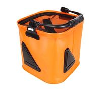 kivrimlarv Bait Bucket, Foldable Fishing Container, Outdoor Storage Organizer, Wider Handle Design, Multi-Use Tackle Carrier, 1 Piece, for Kayak Beach Boat Bank Use, 26x26x24cm Black Blue Orange