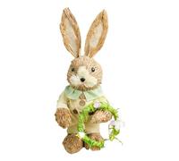 kivrimlarv Bunny Figurines - Holiday Straw Animal Sculpture, Easter Bunny Decoration for Table Centerpiece, Indoor Bedroom Desk Bookshelves Entryway, Cute Seasonal Home Decor, Spring And Easter