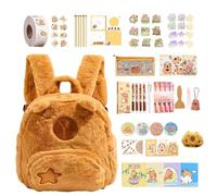 kivrimlarv Capybara Backpack - Large Capacity Bookbag Stationery Set, Plush Stuffed Animal Schoolbag for Kids Children Girls, Durable for Birthday Travel Day Trip School Camping Picnic
