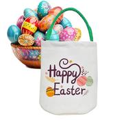 kivrimlarv Easter Bunny Basket Bags, Large-Capacity Candy Egg Container, Adorable Canvas Storage Pouch for Kids, Bag for Easter Egg Hunts, Party Supplies, 9.06x14.96x0.59 Inches