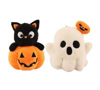 kivrimlarv Halloween Bag Charm Plush Keychain, Adorable Ghost And Pumpkin Character with Soft Stuffed Design And Festive Detailing, Cute Accessories, Good for Halloween Party Favors, 3.94x3.94x1.97in