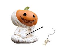 kivrimlarv Halloween Figurines Decor, Mummy Pumpkin Fisherman Statue, Spooky Gothic Sculpture Accent for Home, Shelf, Garden, Table, Party Display, Room Decor, Christmas Scene, Haunted House Use