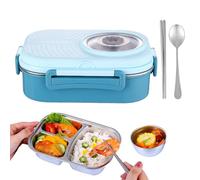 kivrimlarv Metal Food Storage Box - Portable Meal Organizer for Work Lunches | Food Grade Stainless Steel with Lock Lid, 3 Section Compartment Tray for Travel Picnic College Gym Hiking Fishing Use