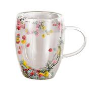 kivrimlarv Tazze da tè in vetro floreale, tazze da tè a doppia parete, tazze di vetro con fiori secchi, elegante tazza da tè in vetro a doppia parete con fiori secchi, tazza da tè unica per servire