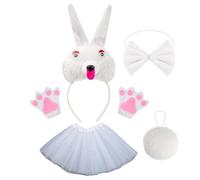 kivrimlarv White Rabbit Costume, Bunny Outfit for Women, Adjustable Rabbit Cosplay Set, Comfortable Party Accessories for Easter, Halloween, Christmas, Festive Wear for Themed Events