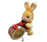 kivrimlarv Wind-Up Bunny Toy, Stuffed Animal, Interactive Drumming Rabbit, Walking Clockwork Design, Battery- Fun, for Kids, Easter Gift, Play And Collect, Plush Companion, 7.87 Inches Multicolor