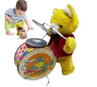 kivrimlarv Wind-Up Bunny Toy, Stuffed Animal, Interactive Drumming Rabbit, Walking Clockwork Design, Battery- Fun, for Kids, Easter Gift, Play And Collect, Plush Companion, 7.87 Inches Multicolor