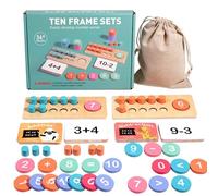kivrimlarv Wooden Ten Frame Set | Manipulative Math Tray, Early Elementary Education, Number Counting Math Frame, Classroom Math Tools, Kindergarten, Math Learning Toys,