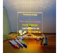 Kivvy Magicboard,LED Drawing Board,LED Lights Acrylic Dry Erase Board with Stand And 7 Colors Pen,Note Board with Colors for Room Store Office Festival Gift(15 * 15cm)