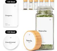 KIVY 240 etichette impermeabili per spezie (rotonde e rettangolari), adesivi per spezie, per barattoli di spezie indiane, etichette personalizzabili