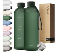 KIVY Borraccia 1,5 litri - Antigoccia e Antiurto - Perfetta per Sport, Scuola e Ufficio - Borraccia Palestra 1,5 Litri - Bottiglia - Bottiglia Acqua - Plastica Borracce Sportiva 1,5l - Senza BPA
