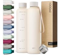 KIVY Borraccia 1 litro - Antigoccia e Antiurto - Perfetta per Sport, Scuola e Ufficio - Borraccia Palestra - Bottiglia 1 Litro - Bottiglia Acqua - Plastica Borracce Sportiva 1l - Senza BPA - Crema