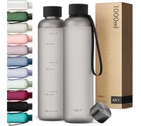 KIVY Borraccia 1 litro - Antigoccia e Antiurto - Perfetta per Sport, Scuola e Ufficio - Borraccia Palestra - Bottiglia 1 Litro - Bottiglia Acqua - Plastica Borracce Sportiva 1l - Senza BPA - Cenere