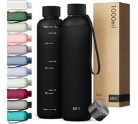 KIVY Borraccia 1 litro - Antigoccia e Antiurto - Perfetta per Sport, Scuola e Ufficio - Borraccia Palestra - Bottiglia 1 Litro - Bottiglia Acqua - Plastica Borracce Sportiva 1l - Senza BPA - Nero