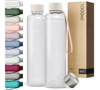 KIVY Borraccia 1 litro - Antigoccia e Antiurto - Perfetta per Sport, Scuola e Ufficio - Borraccia Palestra - Bottiglia 1 Litro - Bottiglia Acqua - Plastica Borracce Sportiva 1l - Senza BPA - Crema