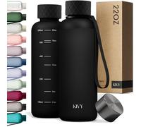 KIVY Borraccia 650ml - Antigoccia e Antiurto - Perfetta per Sport, Scuola e Ufficio - Borraccia Palestra piccola - Bottiglia - Bottiglia Acqua - Plastica Borracce Sportiva - Senza BPA - Nero
