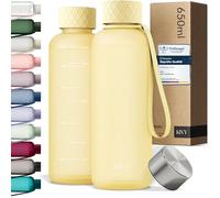 KIVY Borraccia 650ml - Antigoccia e Antiurto - Perfetta per Sport, Scuola e Ufficio - Borraccia Palestra piccola - Bottiglia - Bottiglia Acqua - Plastica Borracce Sportiva - Senza BPA - Giallo
